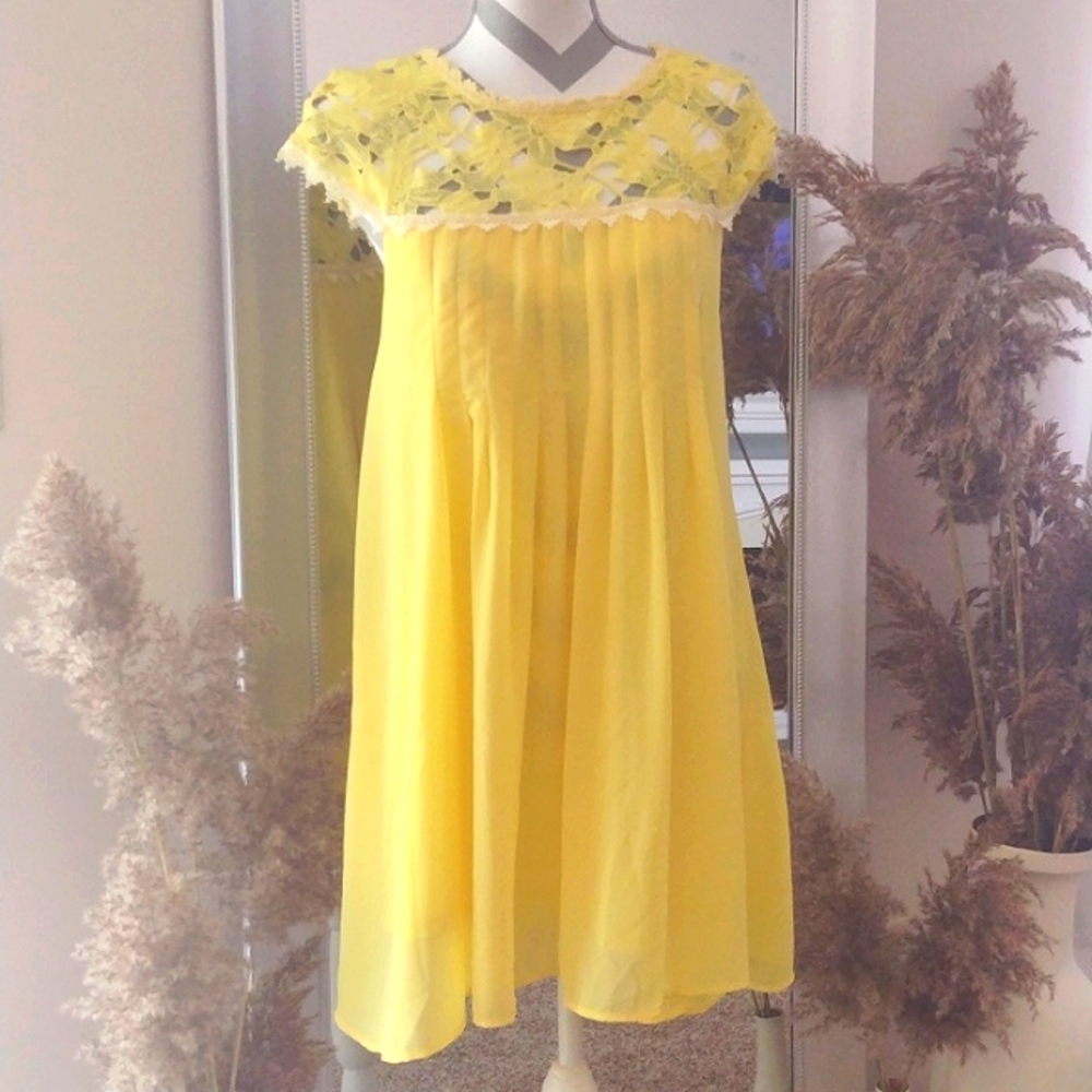DOUBLE ZERO yellow mini shift dress